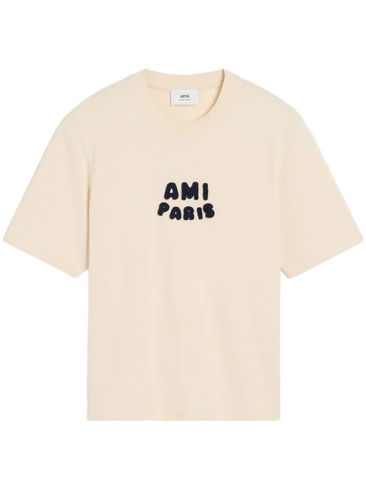AMI Paris – Embroidered Logo T-Shirt Beige