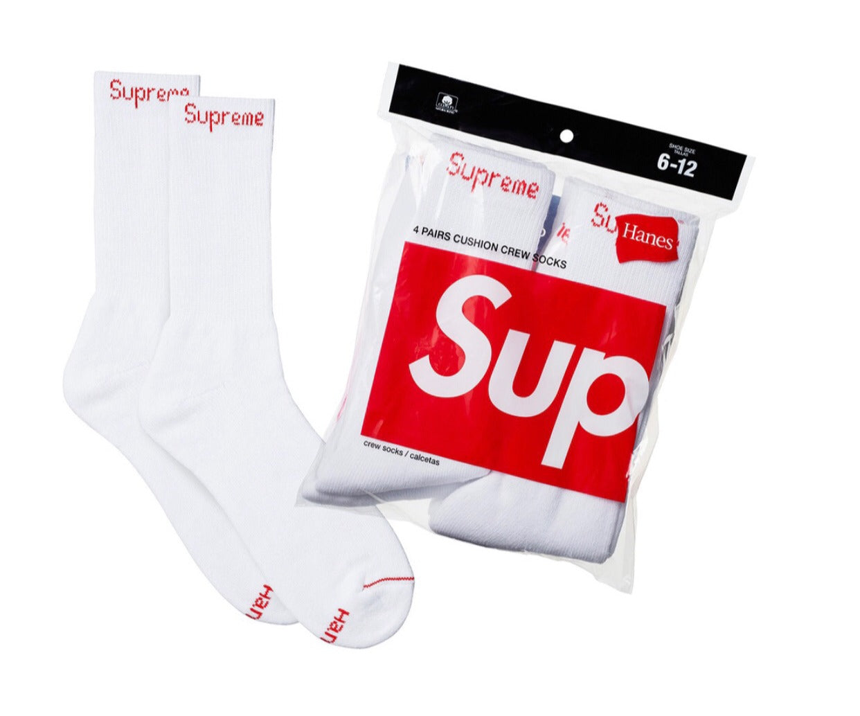 Supreme Socks 4-pack (White)