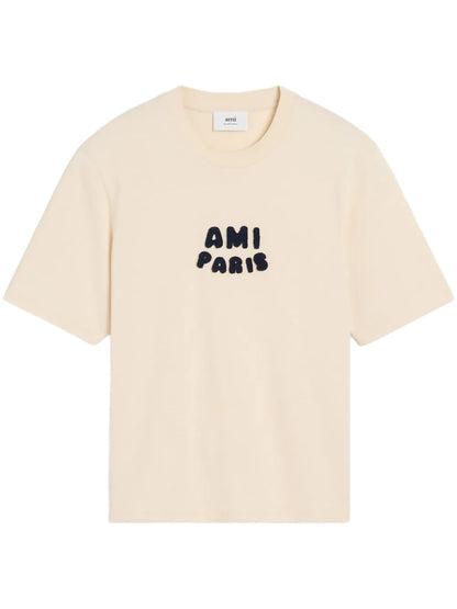 AMI Paris – Embroidered Logo T-Shirt Beige