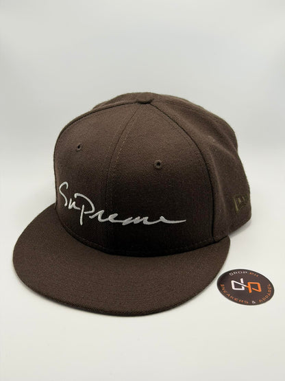 Supreme FW18 Classic Script New Era Brown 7 1/4