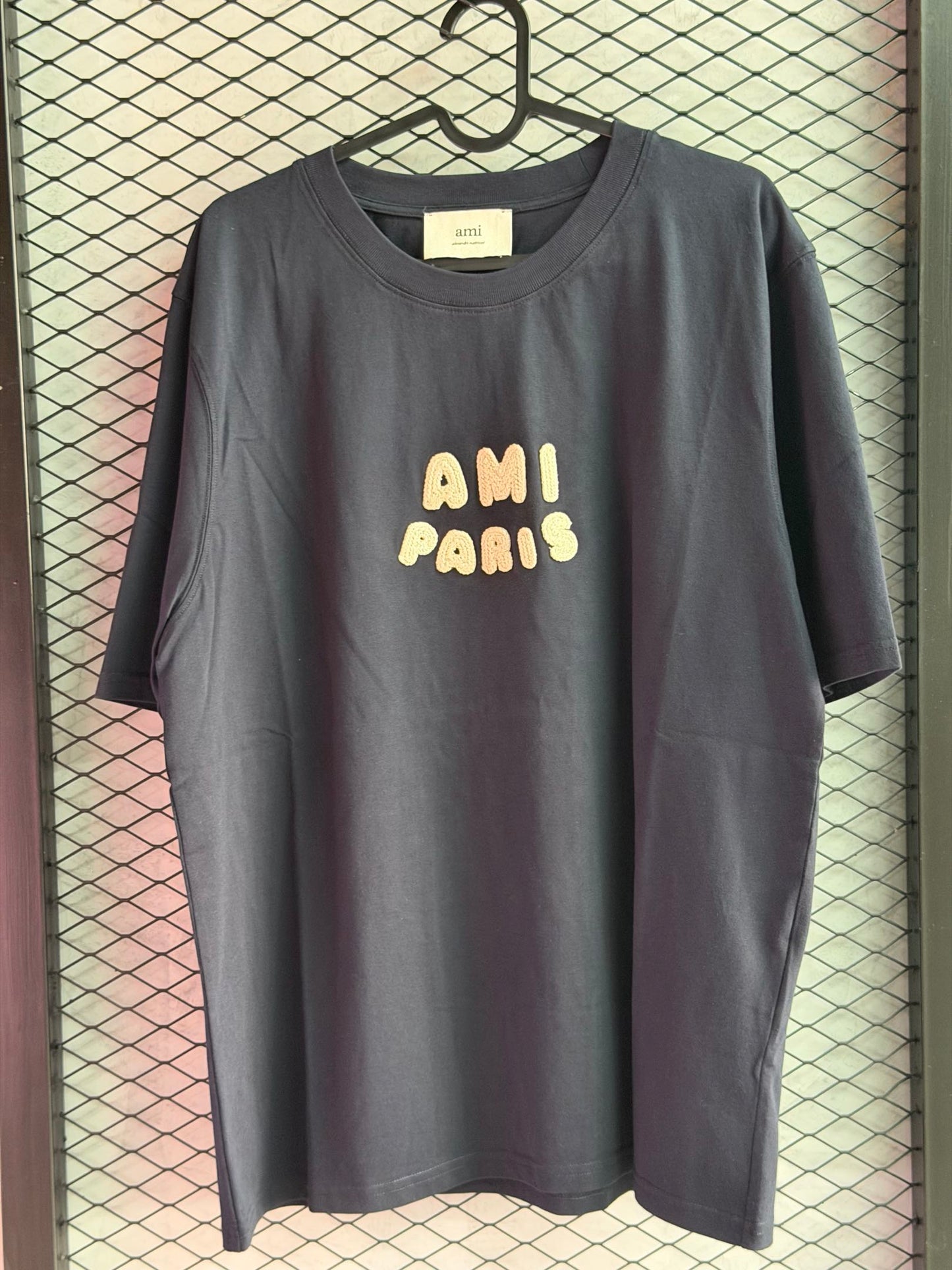 AMI Paris – Embroidered Logo T-Shirt Navy Blue