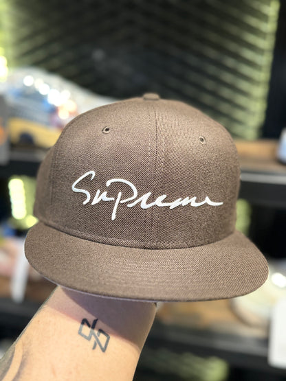 Supreme FW18 Classic Script New Era Brown 7 1/4